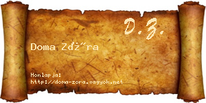 Doma Zóra névjegykártya